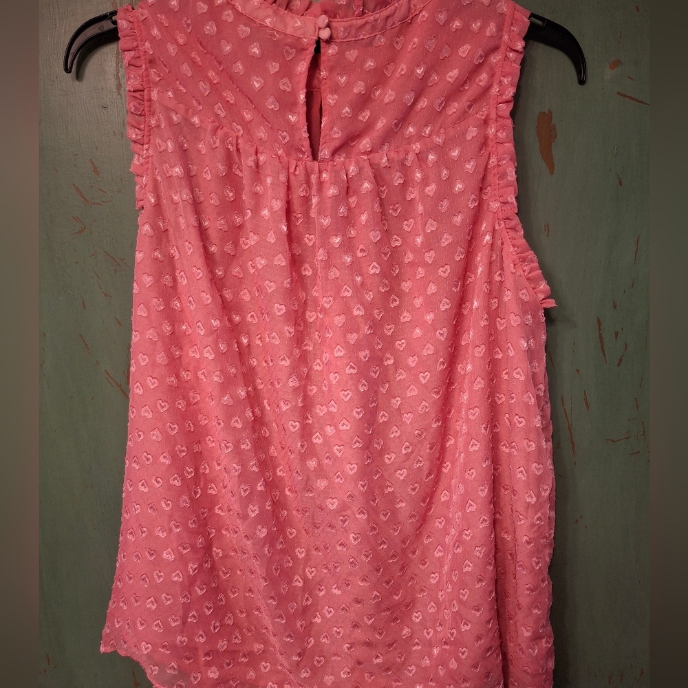 🐈Torrid 2X Pink Sleeveless Ruffle Top - Picture 2 of 2